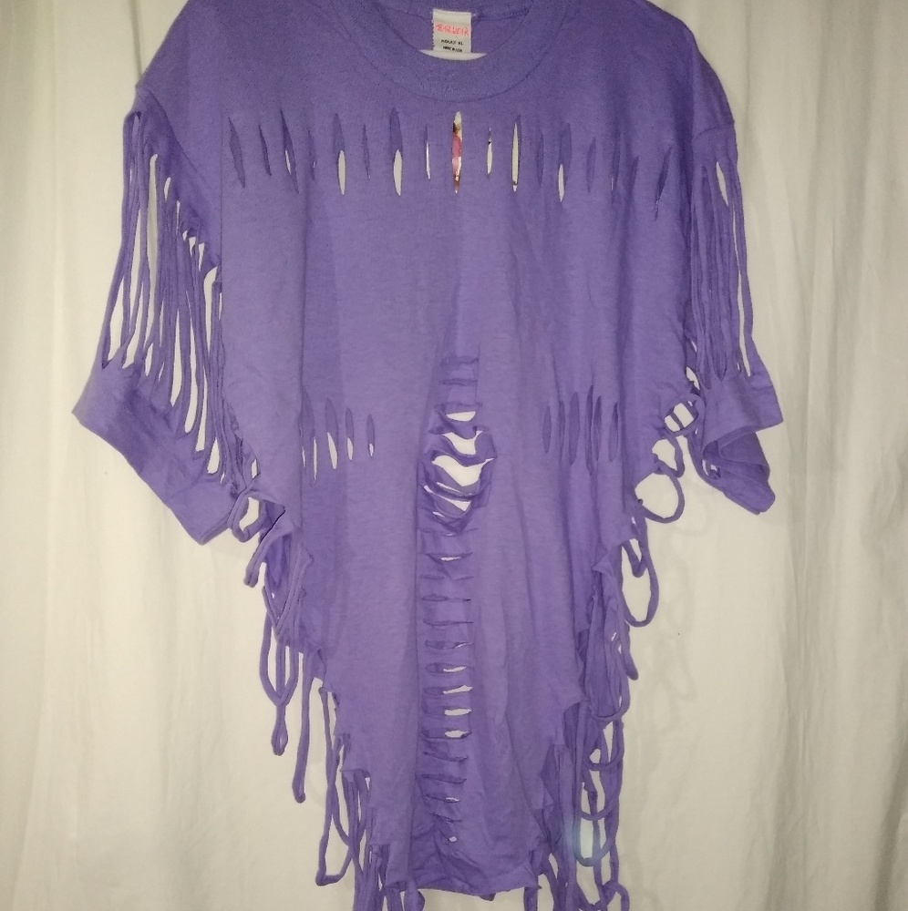New 80s tear wear XL swimsuit cover up purple top